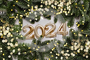 Holiday background Happy New Year 2024.