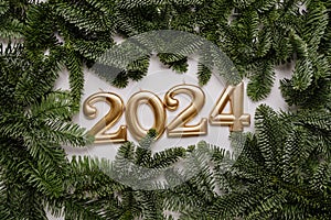 Holiday background Happy New Year 2024.