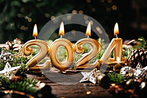 Holiday background Happy New Year 2024. Festive sparkling background.