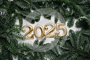Holiday background Happy New Year 2025.