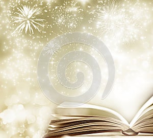 Holiday background with magic book