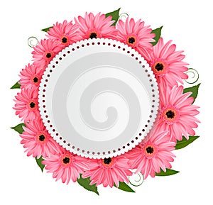 Holiday background with pink flowers and a gift card