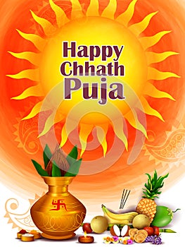 holiday background of traditional Chhath Festival of Bihar, Bengal and Nepal