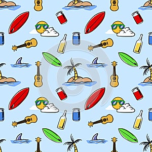Holiday Beach Theme Seamless Pattern