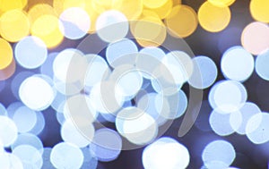 Holiday blue, yellow and green lights- Christmas soft background