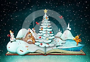 Holiday book with Christmas scene photo