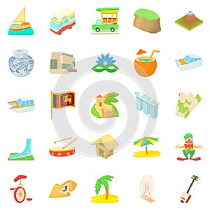 Holiday in Brazil icons set, cartoon style