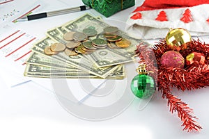 Holiday budget with money