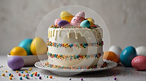 Holiday cake with Easter eggs