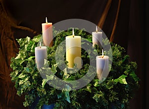 Holiday Candles and wreath