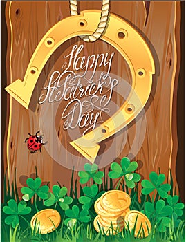 Holiday card with calligraphic words Happy St. Pat