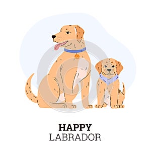 Holiday card featuring a family of Labrador Retrievers.