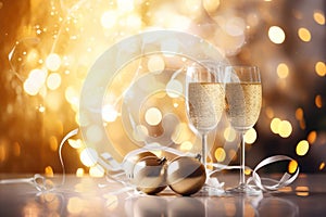 Holiday champagne year background decor alcohol christmas beverage drink celebrate eve festive