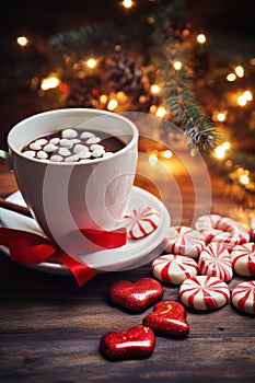 Holiday christmas background red cup decor winter xmas sweet drink background