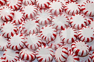 Holiday christmas candy cane mints peppermint hard overhead background