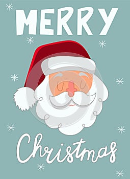 Holiday Christmas card with Santa Claus, vector illustration