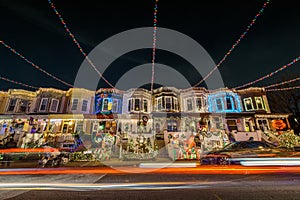 Holiday/ Christmas Lights on Building in Hampden, Baltimore Mary