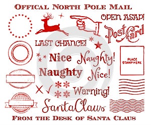 Holiday Christmas Official North Pole Santa Mail Clip Art Set