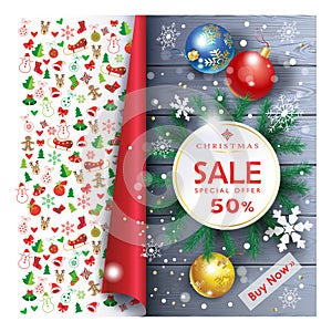 Holiday Christmas Sale discount gift coupon special offer gifts card sign banner poster, template 2023