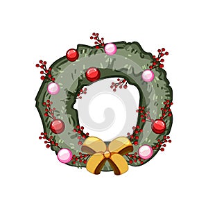 holiday christmas wreath cartoon vector illustration