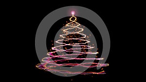 Holiday Colorful Christmas tree and firework from glowing particles, Alpha Channel