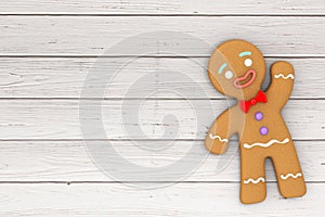 Holiday Decorated Classic Gingerbread Man Cookie. 3d Rendering