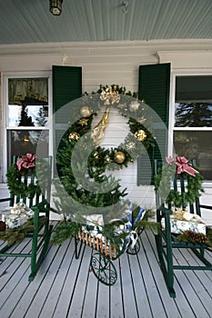 Holiday decorated porch photo