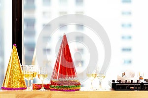 Holiday Decorations of Celebrating Christmas or New Year eve Party