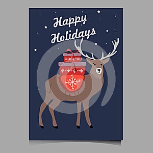 Holiday Deer vector illustration happy card beautiful