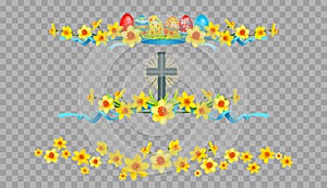 Holiday Easter borders on transparent background