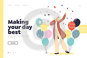 Holiday event planning concept of landing page for event agency service