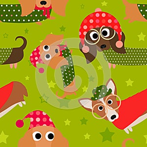 Holiday Fun Dachshund Seamless Tile