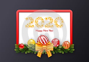 Holiday gift card. Happy New Year 2020. Vector