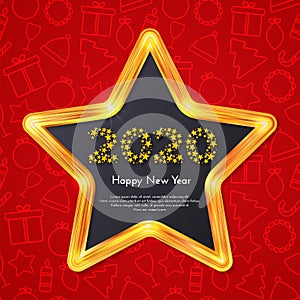 Holiday gift card. Happy New Year 2020. Vector