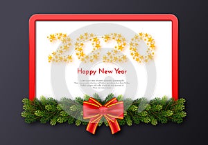 Holiday gift card. Happy New Year 2020. Vector