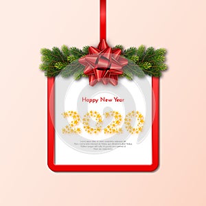 Holiday gift card. Happy New Year 2020. Vector