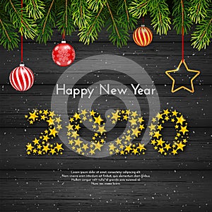 Holiday gift card. Happy New Year 2020. Vector