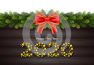 Holiday gift card. Happy New Year 2020. Vector