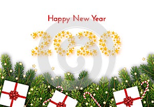 Holiday gift card. Happy New Year 2020. Vector