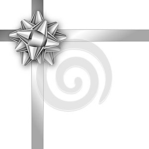 Holiday gift card with silver ribbon and bow. Template for a bus