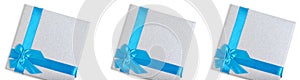 Holiday gifts in gift boxes white background