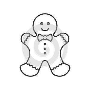 Holiday gingerbread man cookie icon. Happy new year decoration. Merry christmas holiday. Holiday cookie in shape of man. Vector