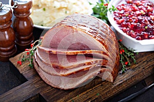 Holiday glazed ham for Christmas