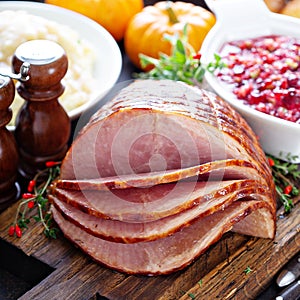 Holiday glazed sliced ham