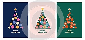 Holiday graphic design with stylised Christmas trees