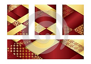 Holiday greeting cards with Chinese pattern