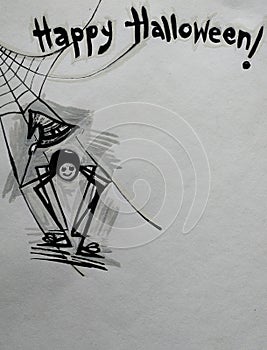 holiday Halloween party spider hand drawing illustration