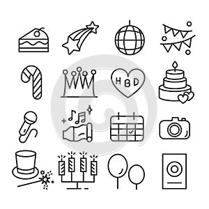 Holiday or Happy Birthday party icon isolated. Modern outline on white background