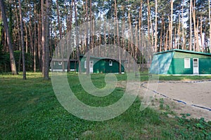 Holiday houses in a pine forest. Summer resort.  Sulejow, Poland