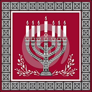 Holiday jewish background with menorah -background